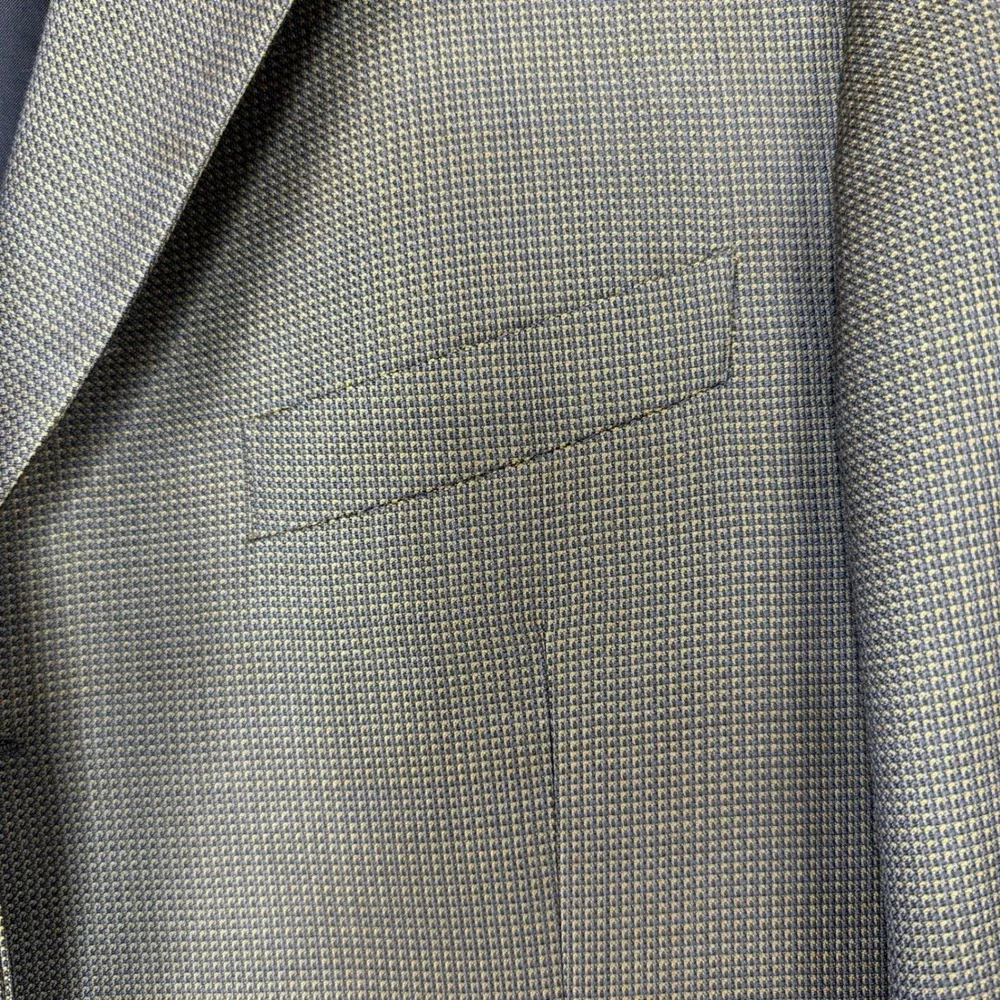 Joseph Abboud Nordstrom Mens 42S Blazer Super 100s Wool Micro Check Grey Brown
